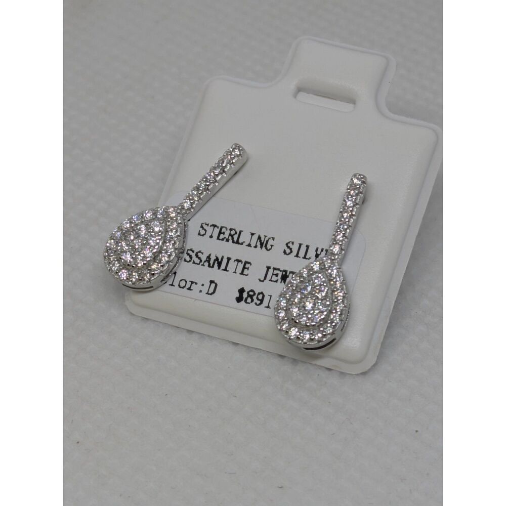 women's 0.4ctw Moissanite Drop Earrings 925 Silver VVS D Teardrop Dangle style